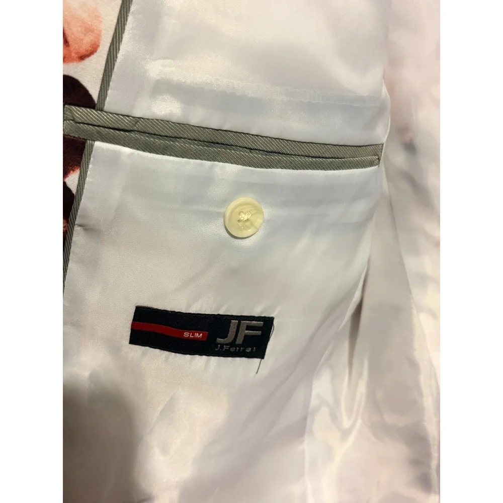 J Ferrar - Slim Fit, Ultra Comfort, White Jacket, Floral Design